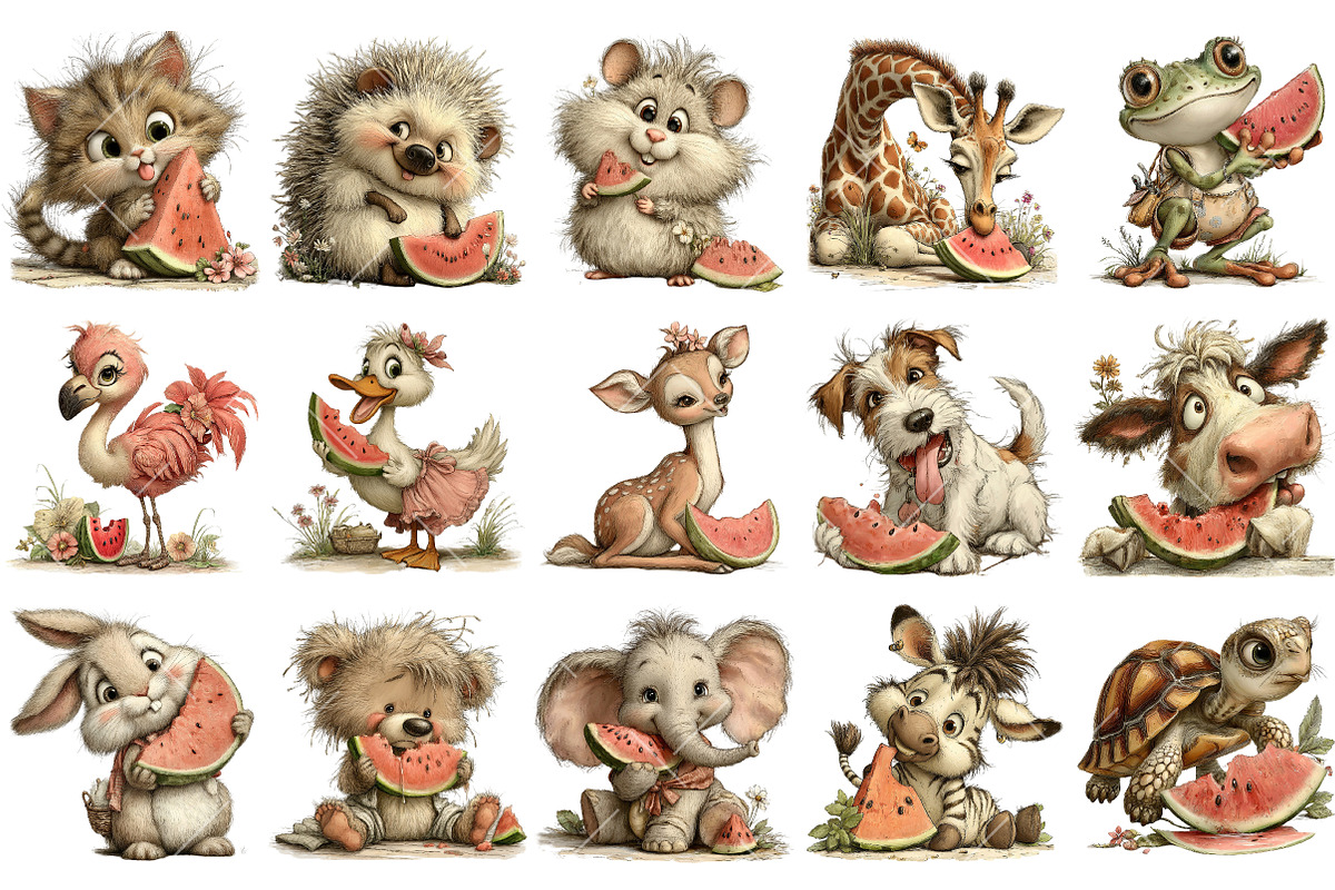 Summer Watermelon Animal PNG Clipart, an Illustration by OK Design (Photo 3 of 6)
