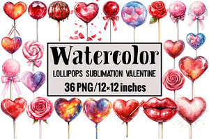 Lollipops Sublimation Valentine, an Illustration by Design Market