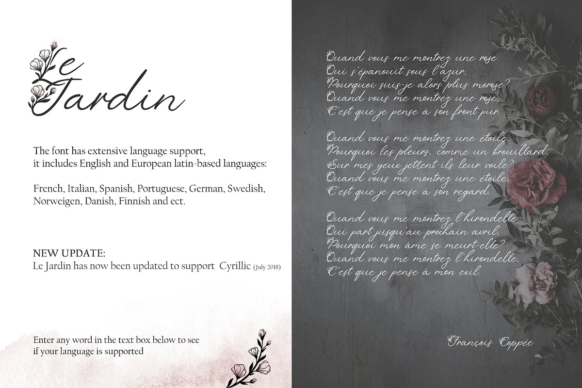 'Le Jardin' Floral Font preview 7