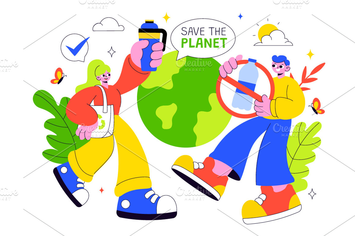 10 Plastic Waste Reduction, a Person Illustration by denayunebgt (Photo 4 of 4)