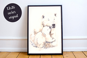 Mother and Baby Polar Bears, an Illustration by Tati Bordiu