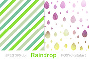Rain drops digital paper watercolor, a Pattern Graphic by FOXYdigitalart (Thumbnail 4 of 6)