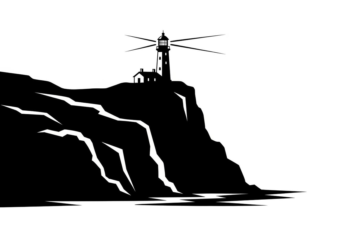 Lighthouse Coastal Cliff Silhouette, a Graphic by hafijul (Photo 7 of 15)