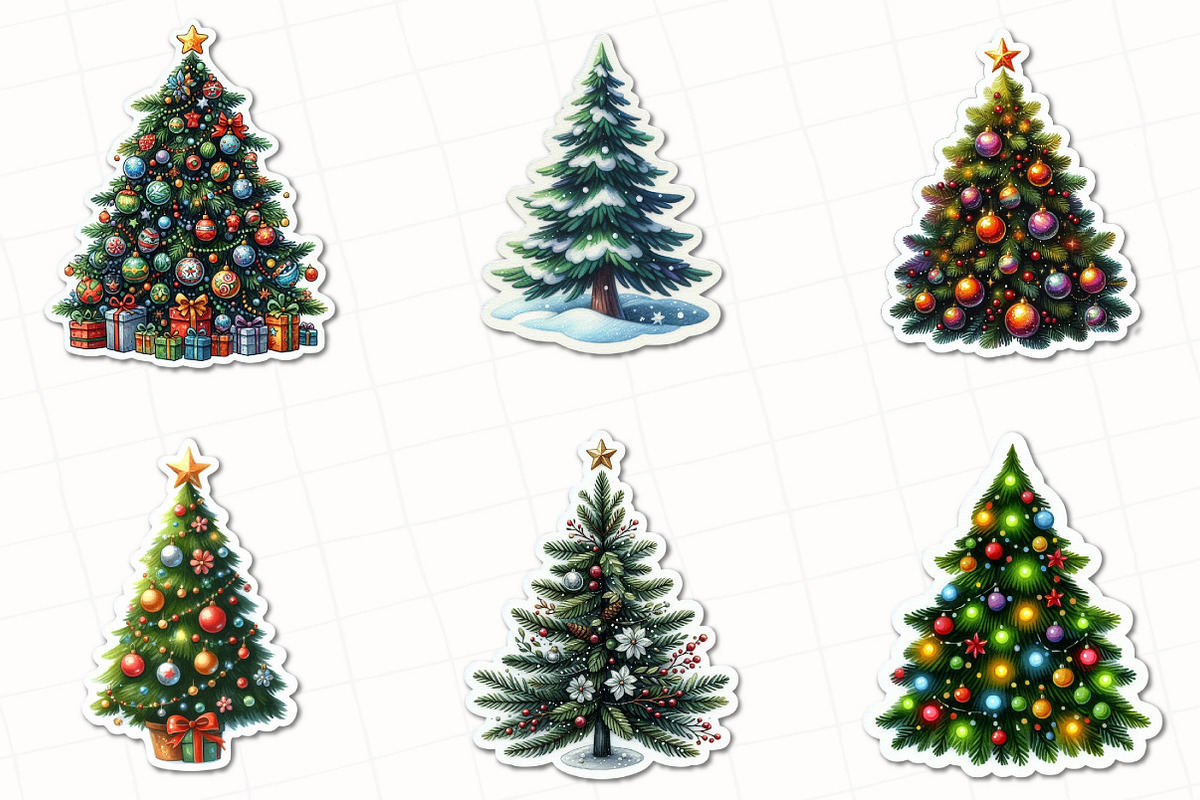 Christmas Tree Sticker Clipart, an Illustration by OK Design (Photo 5 of 5)