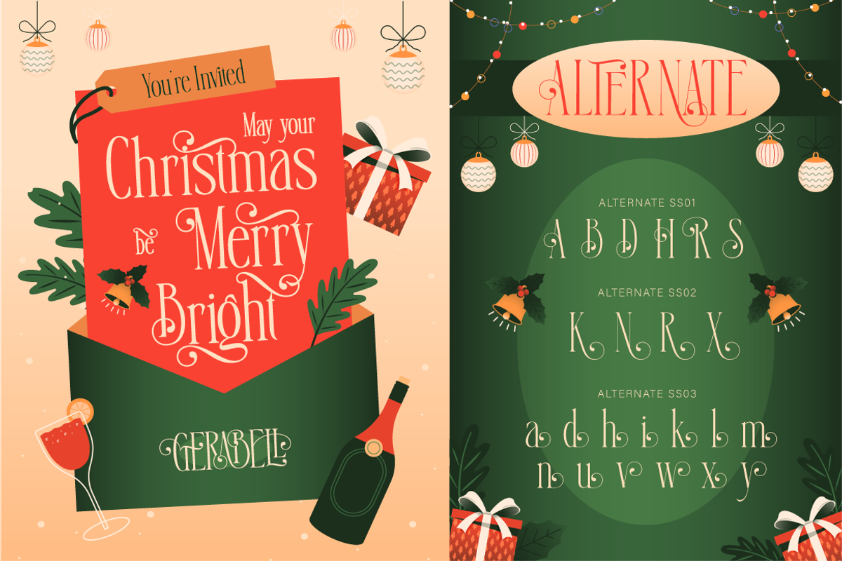 Gerabell - Condensed Christmas Serif, a Serif Font by Burntilldead (Photo 9 of 12)