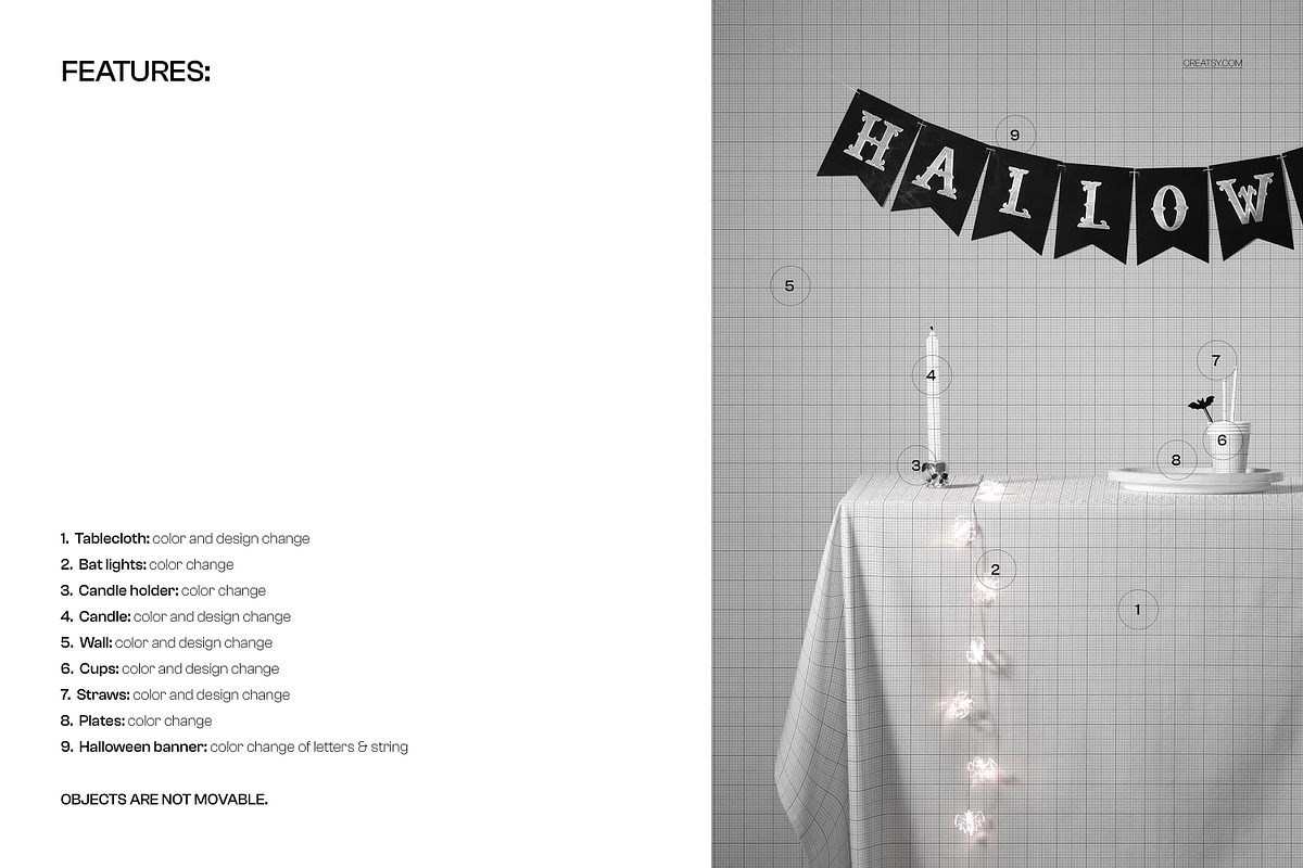 Halloween Scene & Tablecloth Mockup, a Household Mockup by creatsy5 (Photo 3 of 5)