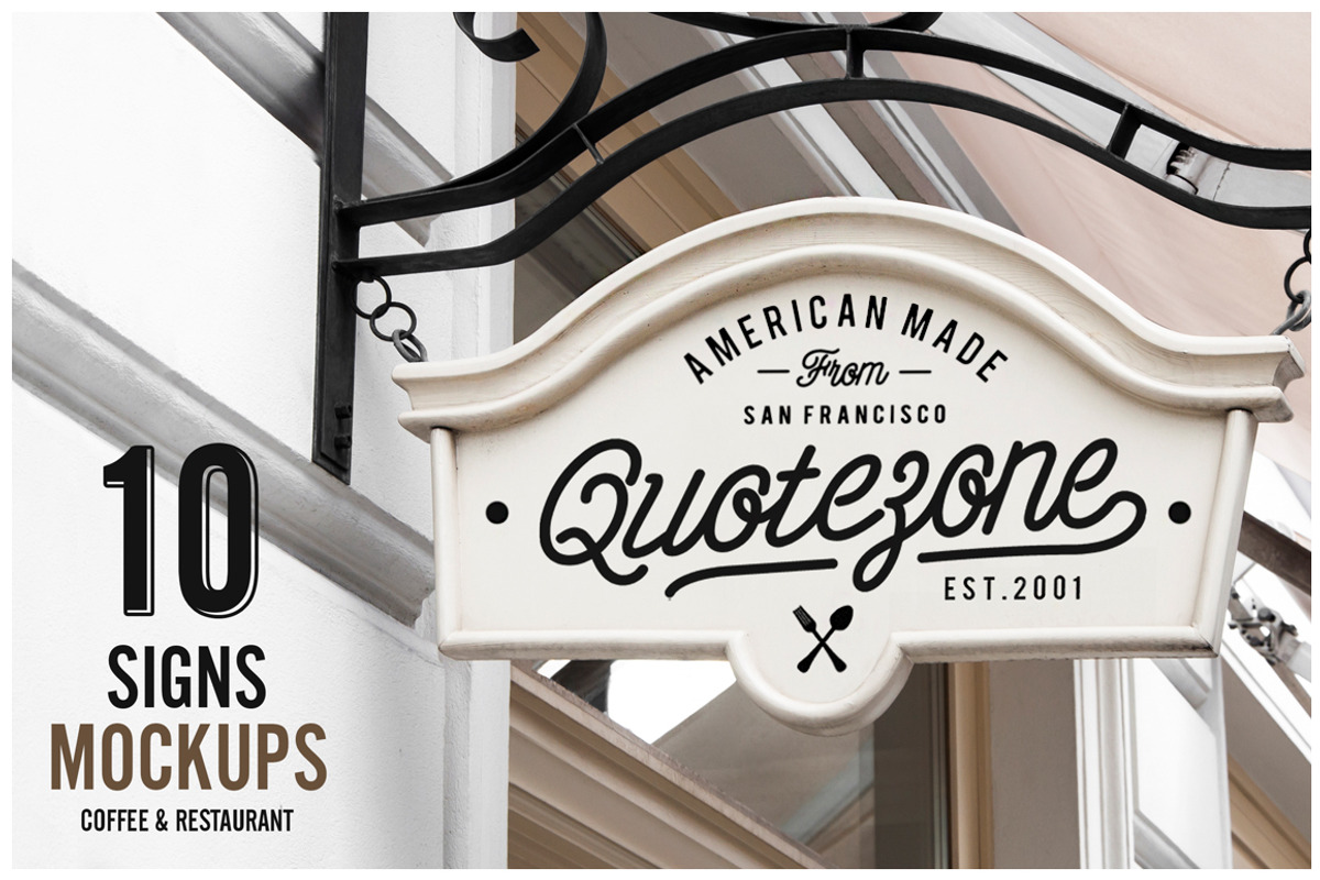 10 Signs Mockup Restaurant & Coffee, a Mockup by forgraphic™ (Photo 1 of 5)