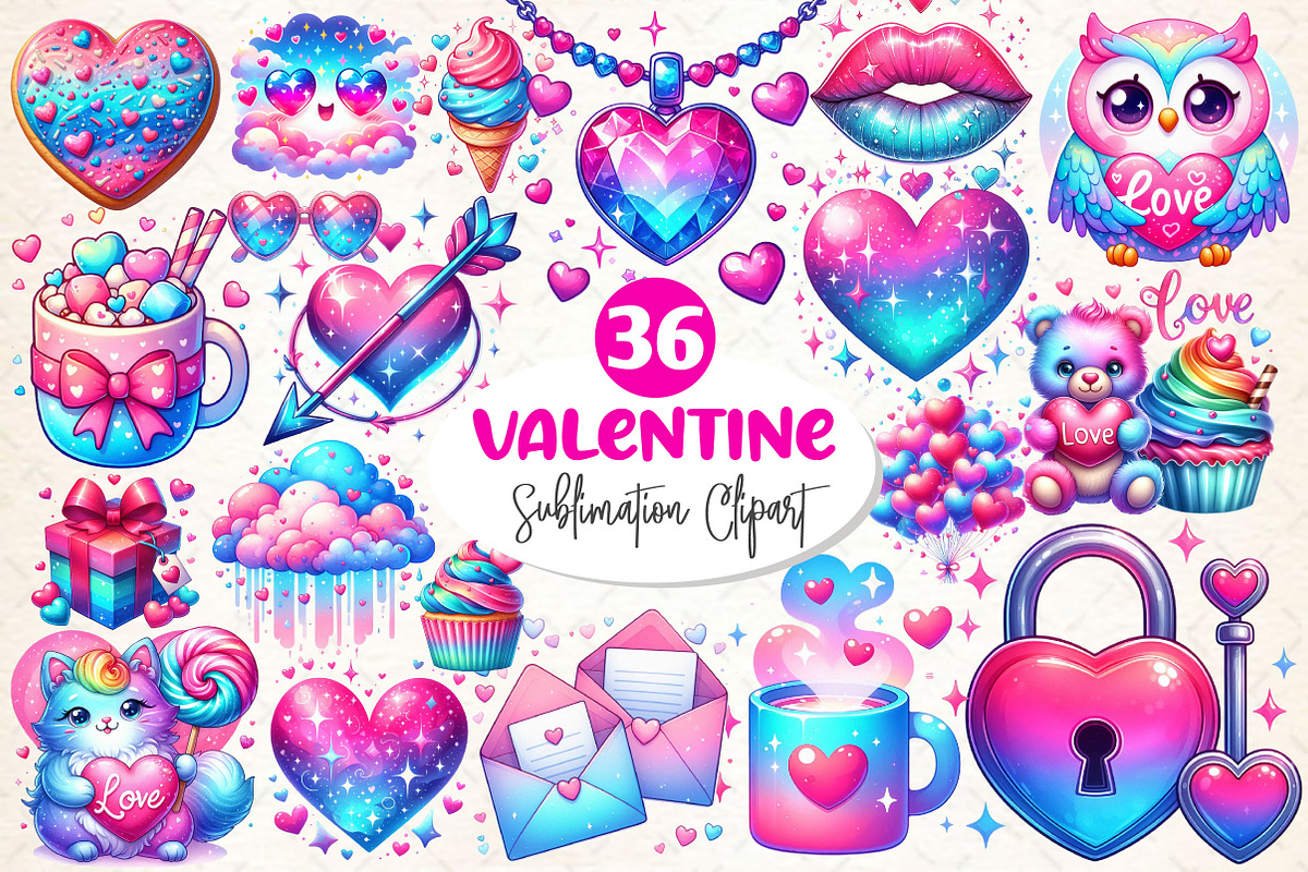 Cute Valentine Sublimation Clipart, a Work Illustration by Dream Creation (Photo 1 of 4)