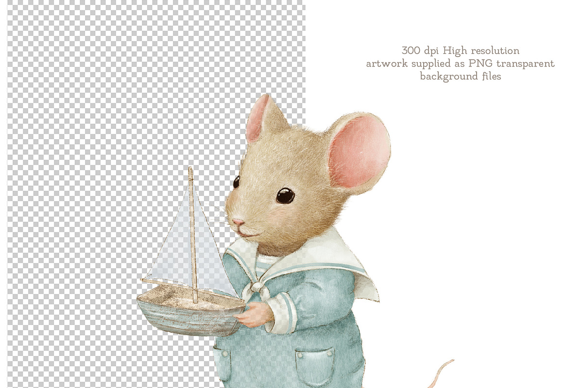 Cute Mouse Sailor birthday clipart, an Animal Illustration by AlenaVlasko stock Market (Photo 2 of 5)