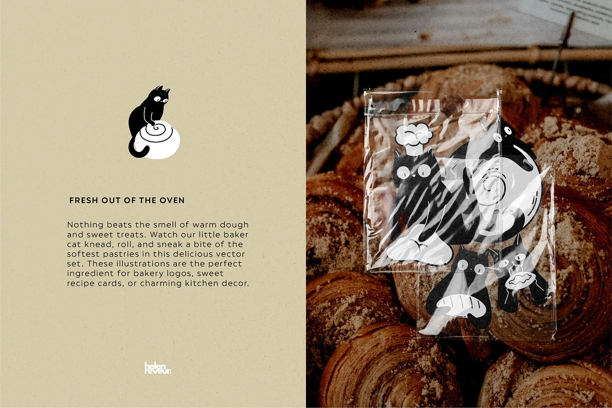 Bakery Cats Vector Illustrations, an Animal Illustration by helenreveur (Photo 2 of 5)