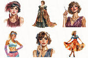 Vintage Fashion Women's  Clipart, an Illustration by OK Design (Thumbnail 3 of 5)
