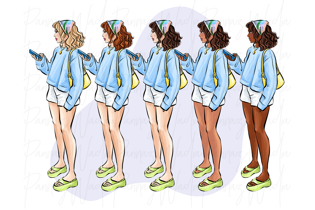Fashion Girls 50 clipart set, a Person Illustration by Parinaz Wadia Design (Photo 9 of 10)