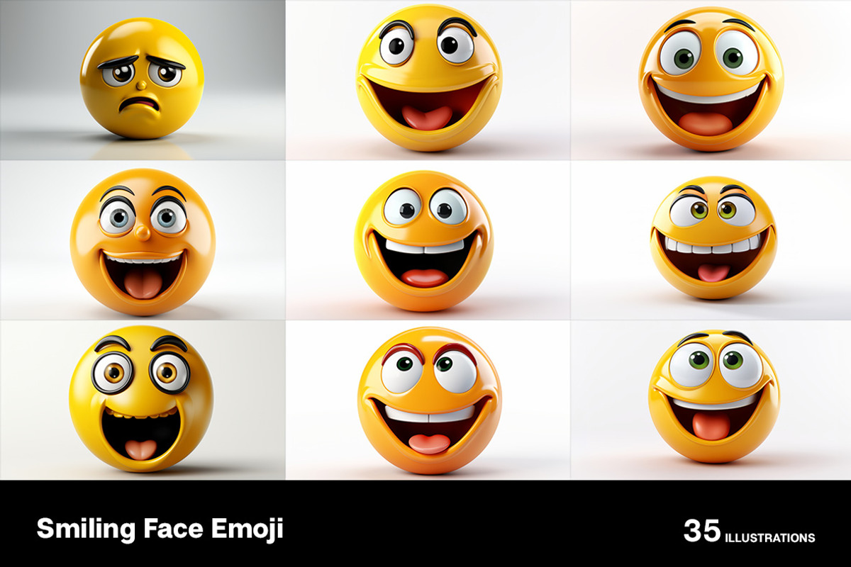 Smiling Face Emojis. 35 images, an Object Illustration by Handmadefont (Photo 8 of 10)
