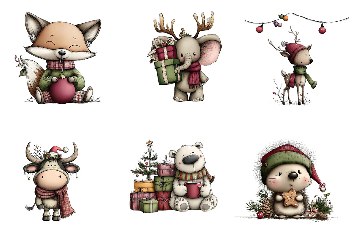 Whimsical Christmas Clipart Bundle, an Illustration by CreationArt (Photo 5 of 5)