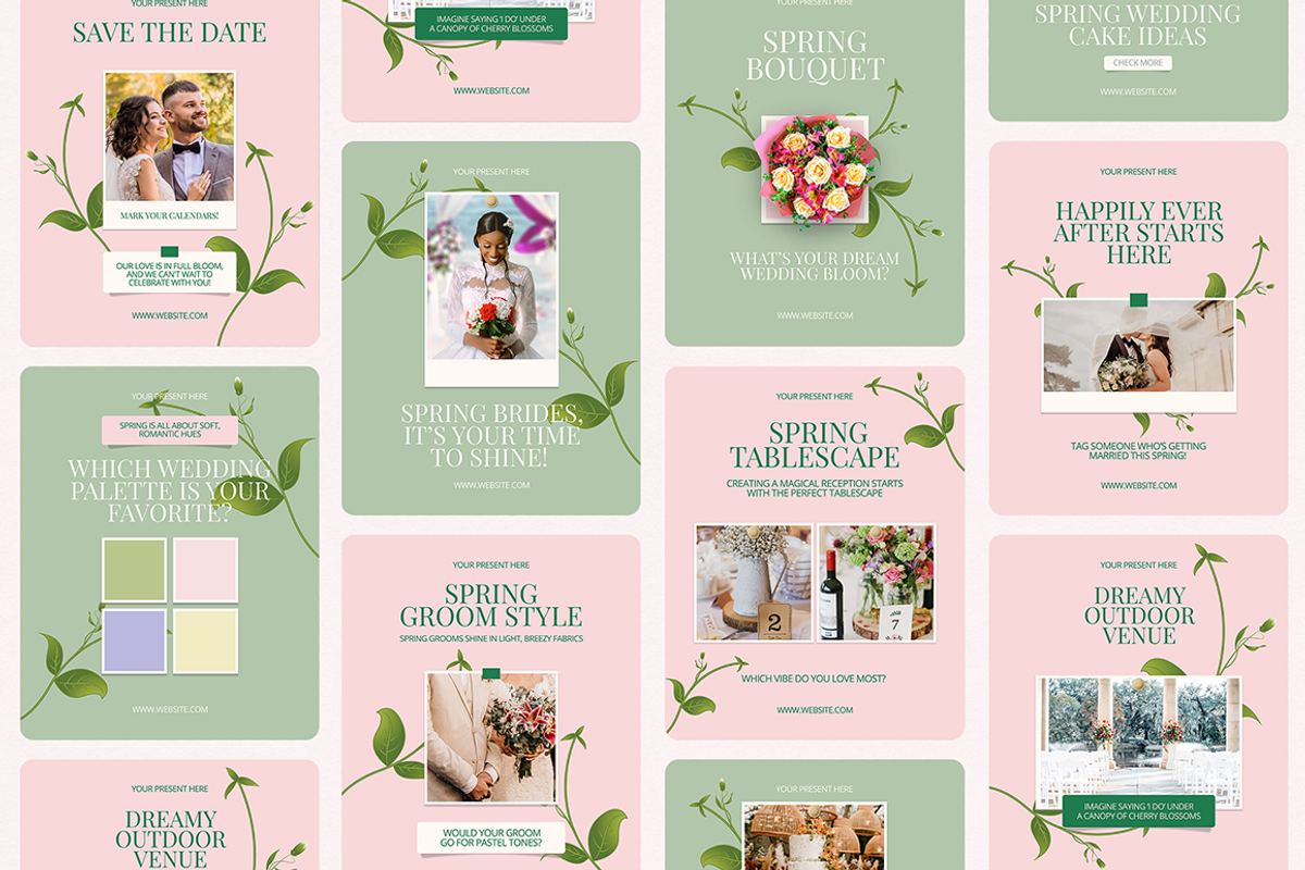 Spring Wedding Instagram Templates, a Social Media Template by Supanium Studio (Photo 4 of 5)