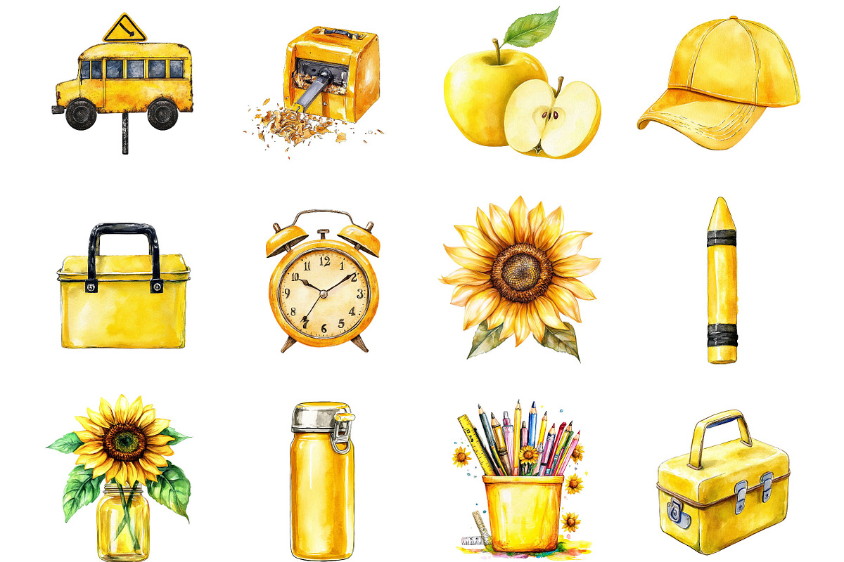 Journal Cute Yellow School Clipart, a Seasonal Illustration by Designking (Photo 2 of 4)