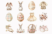 Watercolor Easter Bunnies Clipart, an Illustration by Design Market (Thumbnail 2 of 4)