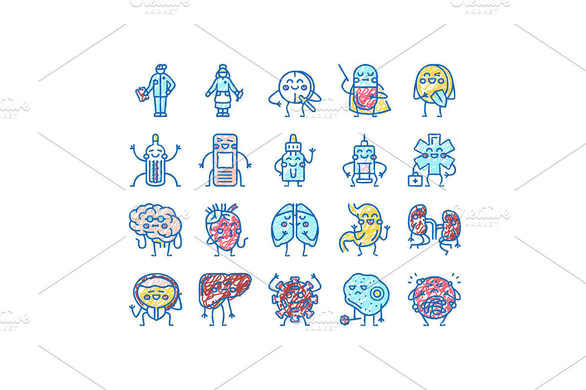Kid Doctor Disease Treatment Icons, an Object Illustration by pikepicture
