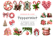 Watercolor Peppermint Clipart, a Decorative Illustration by stickermadness (Thumbnail 1 of 4)