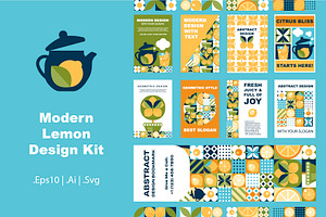 Lemon Mosaic Geometric Branding Set, a Pattern Graphic by Lettering_Logo