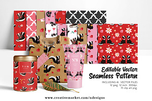 Skunk Valentines Tileable Pattern
