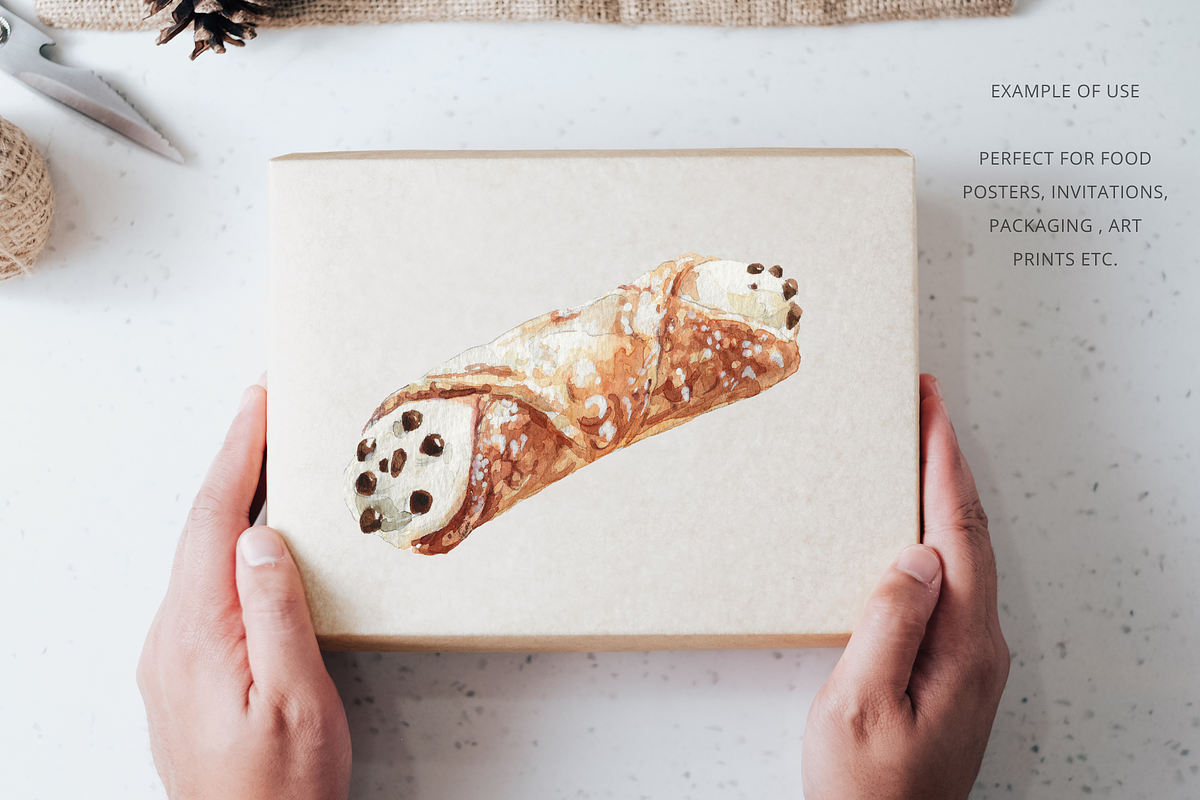 Itralian Cannoli Watercolor, a Food Illustration by Kolorata Art (Photo 3 of 3)