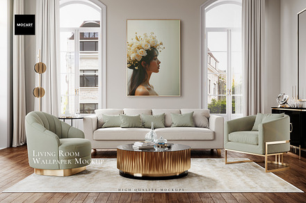 Living Room Wallpaper Mockup v.2, a Product Mockup by Mocart