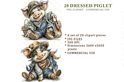 Piglet In Outfit Clipart JPG, an Animal Illustration by Memories By Lea (Thumbnail 2 of 20)
