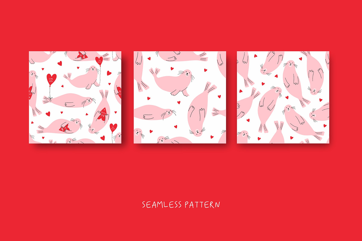 Cute Seal. Valentine's Day Clip Art, a Decorative Illustration by Barkova Nadya (Photo 3 of 7)
