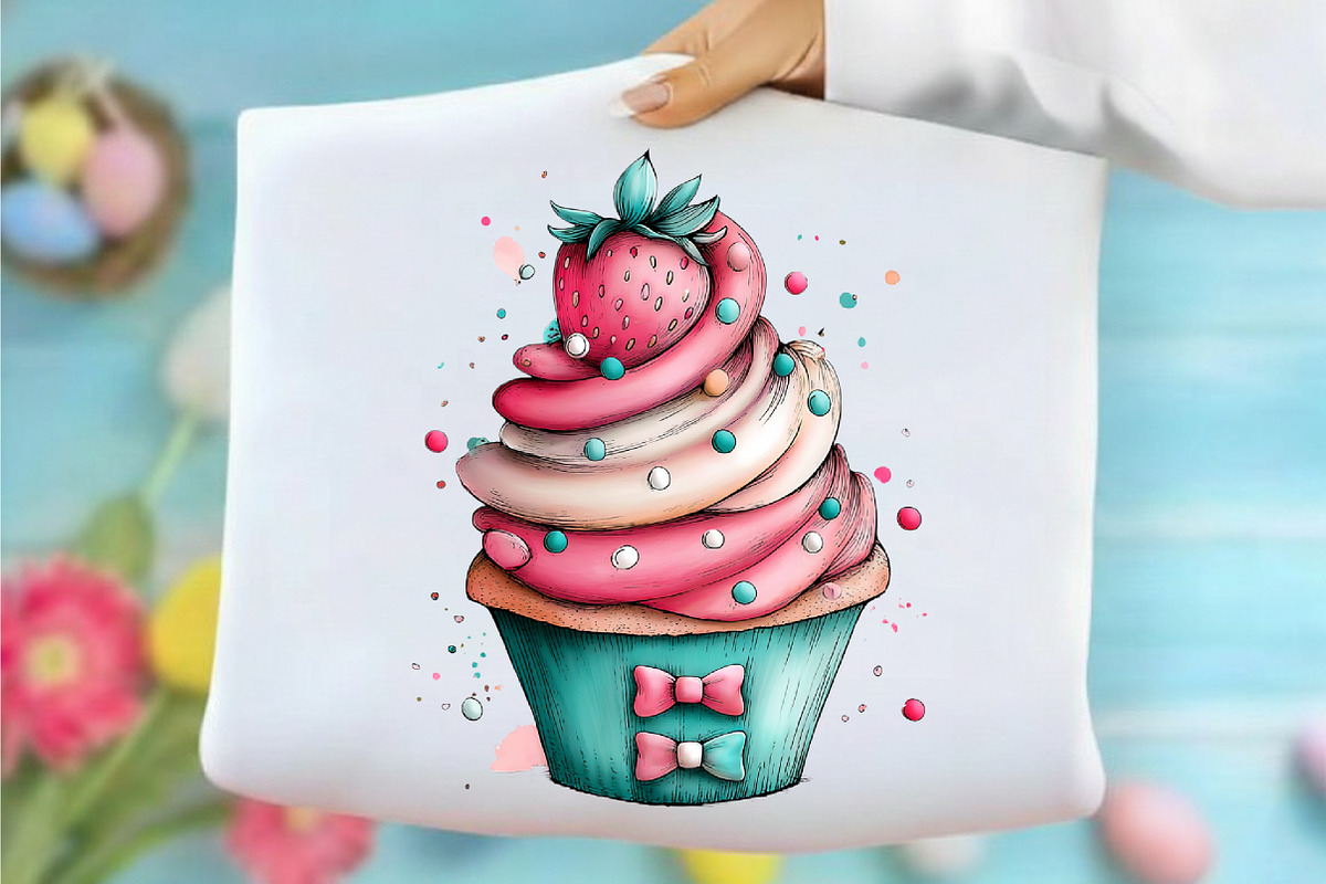 Whimsical Spring Cupcake Clipart, an Illustration by designcity5 (Photo 4 of 5)