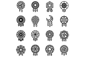 Dream Catcher Icons Set