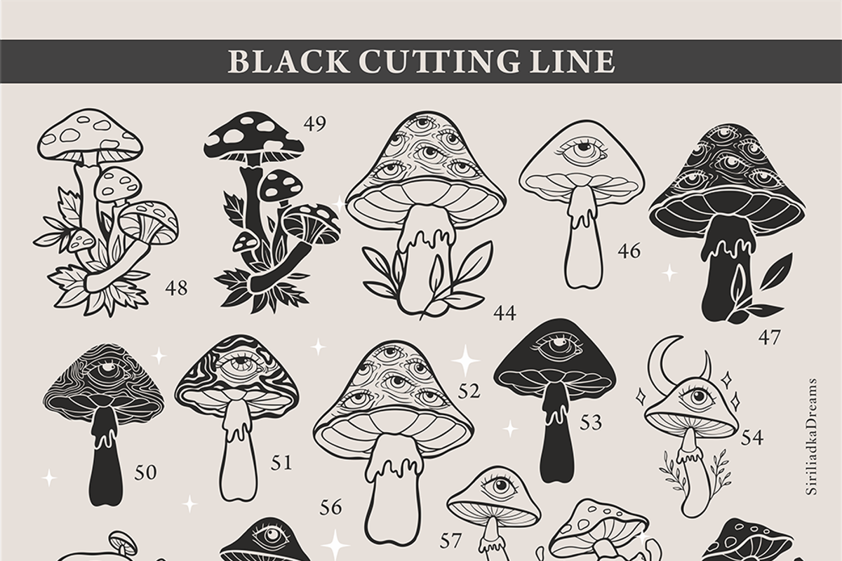 Mushrooms and skulls silhouette cutt, an Illustration by Siriliadka Dreams (Photo 6 of 9)