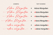 Adora Morgutten - Ink Calligraphy, a Script Font by Myn Type (Thumbnail 14 of 18)