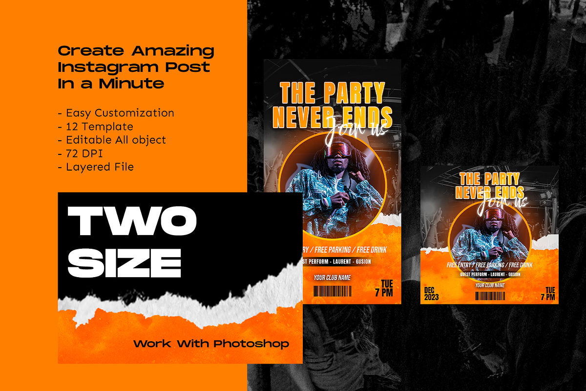 Escape Club Party Instagram Template, a Social Media Template by Shinra Labs (Photo 5 of 5)