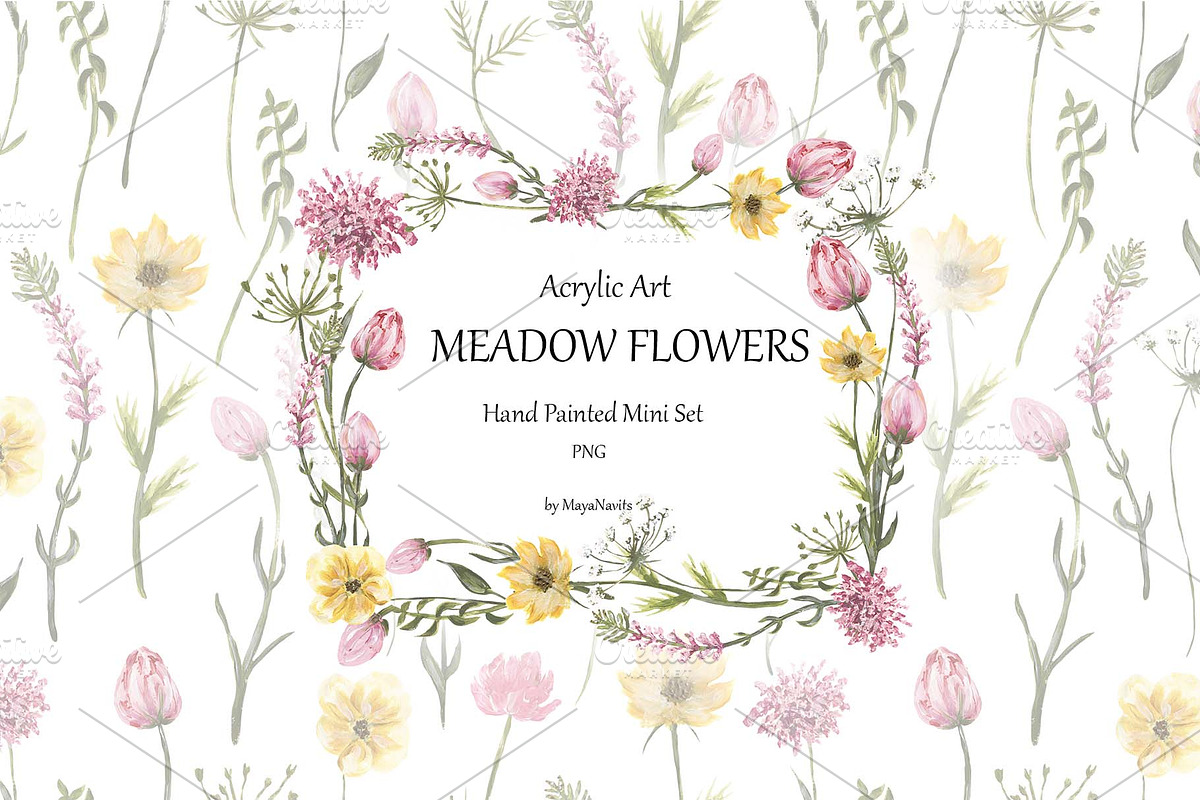 Acrylic Meadow Flowers Mini Set, a Decorative Illustration by MayaNavits (Photo 1 of 9)