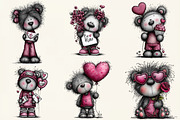 Quirky Teddy Bear Valentine Clipart, an Illustration by DreamCafeArt (Thumbnail 2 of 6)