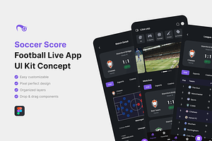 Soccer Score - Football Live UI Kit, an UI Kit Template by iDoodle Studio