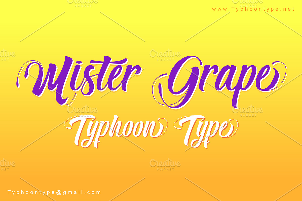 Mister Grape Font, a Script Font by TyphoonStudio (Photo 1 of 4)