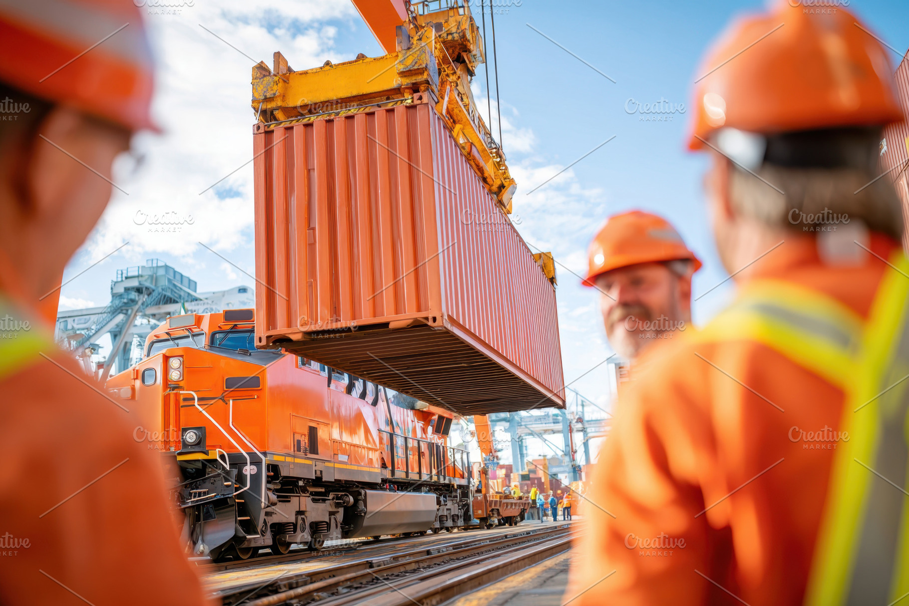 Port Workers Guiding Shipping Container, an Industrial Photo by AlyaAnd