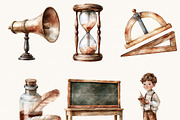 Vintage Schoolhouse Clipart Bundle, an Object Illustration by BusyDaydesign (Thumbnail 2 of 9)