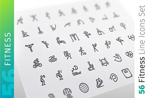 Fitness Line Icons Set