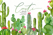 Watercolor Green Cacti Png, an Illustration by GraphicsDish (Thumbnail 1 of 4)
