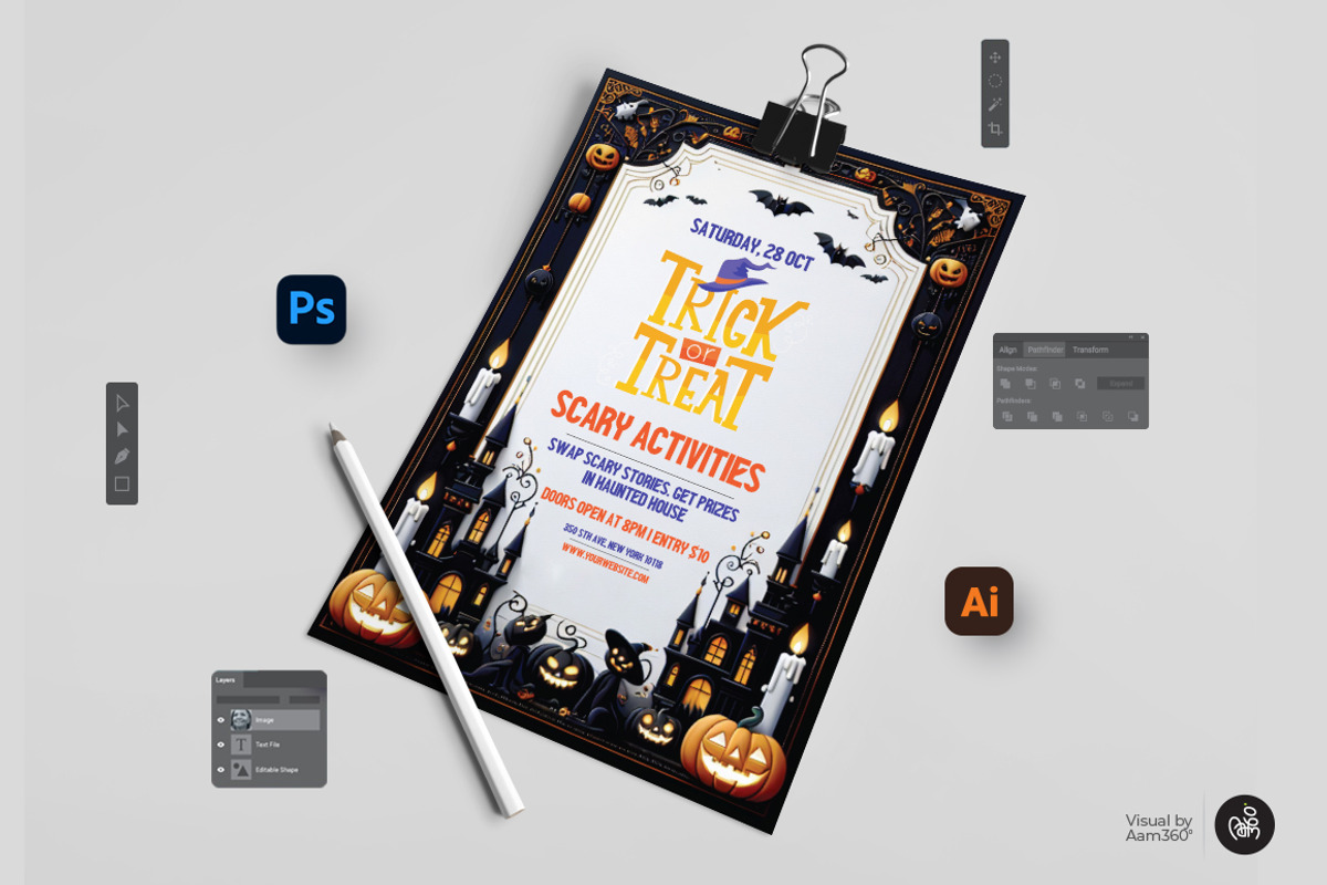 Halloween Trick or Treat Bundle, a Flyer Template by Aam360 (Photo 7 of 9)