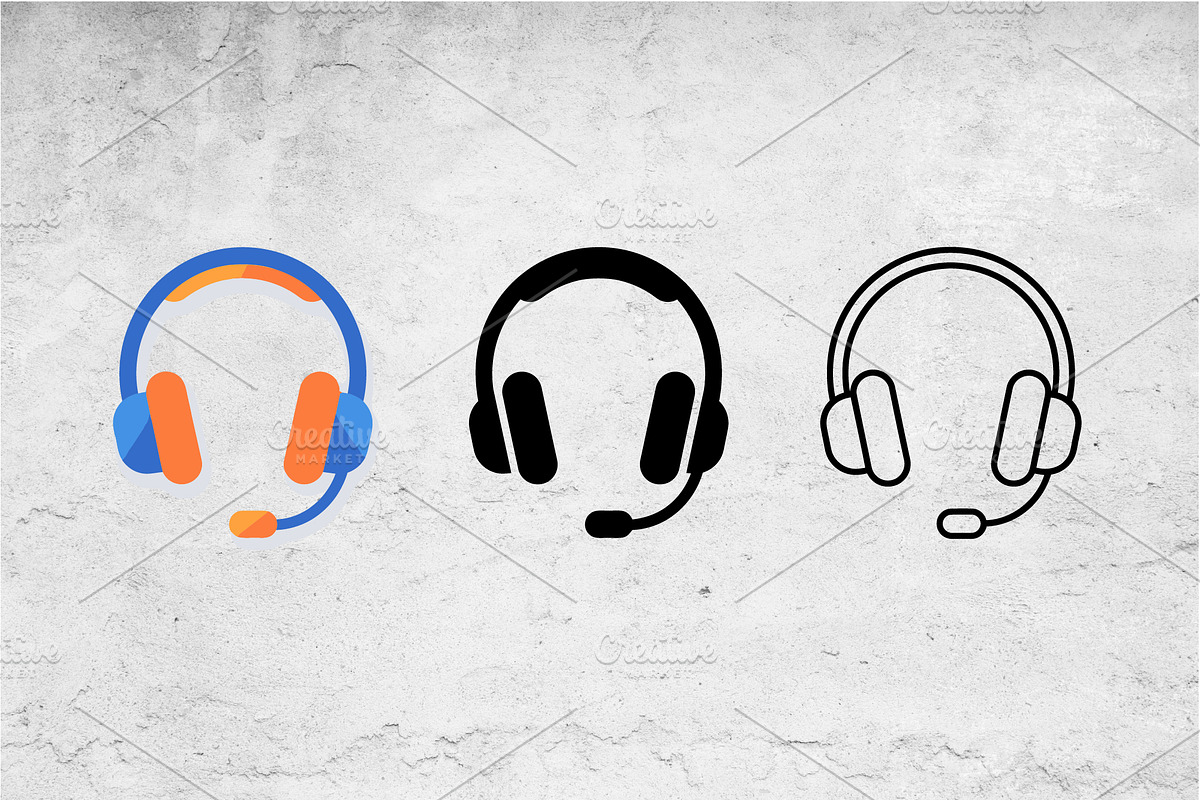 Gaming Headset Icons Vector Set Blue, an Outline Icon by Artonix (Photo 2 of 2)