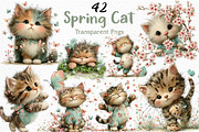 Whimsical Spring Cat Clipart PNG, an Illustration by Craft Nest (Thumbnail 1 of 12)