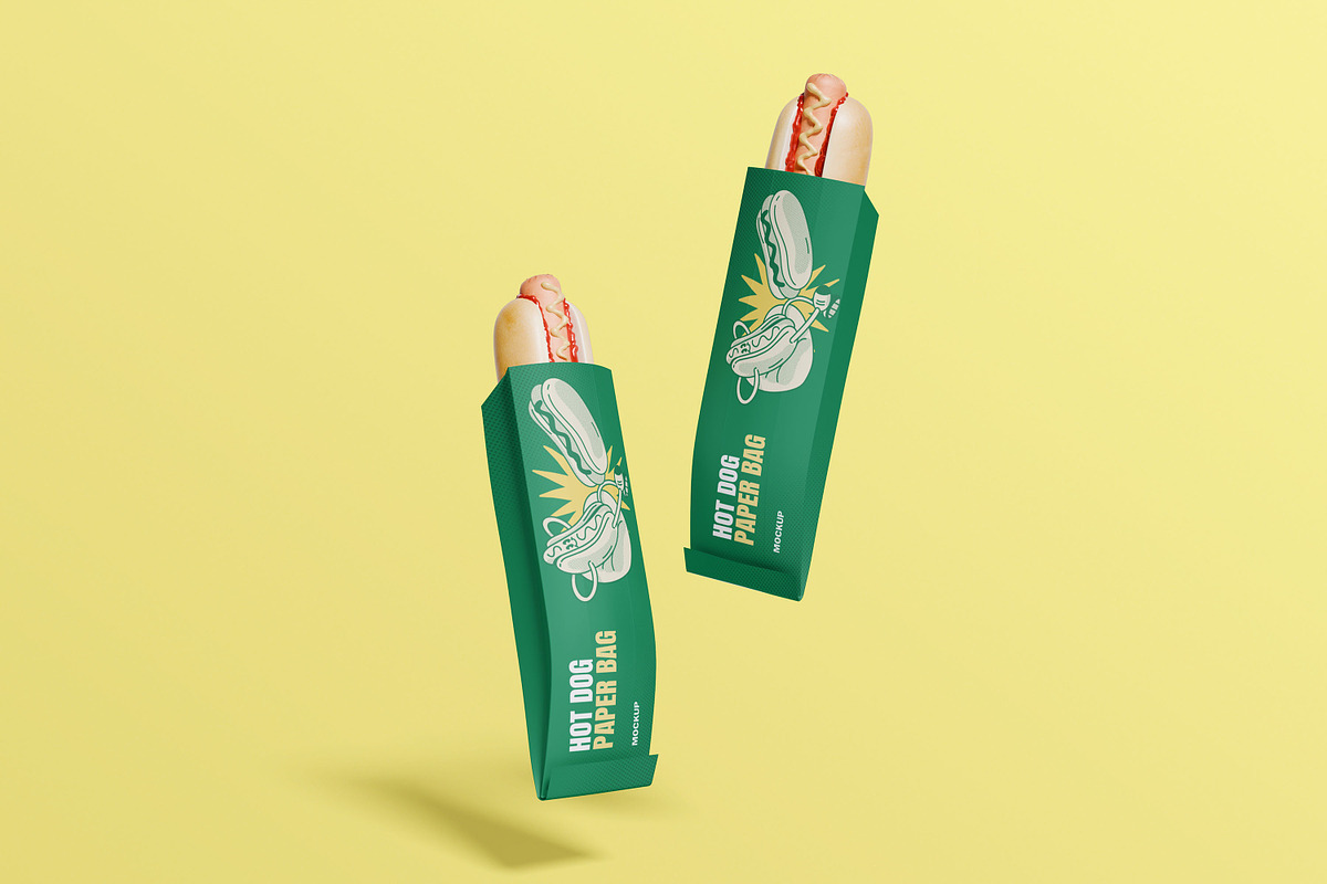 Hot Dog Paper Bag Mockup, a Packaging Mockup by xavier_studio (Photo 5 of 5)