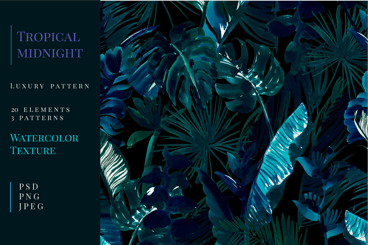 Tropical midnight patterns & motifs, a Pattern Graphic by Ivchenko design (Photo 1 of 8)