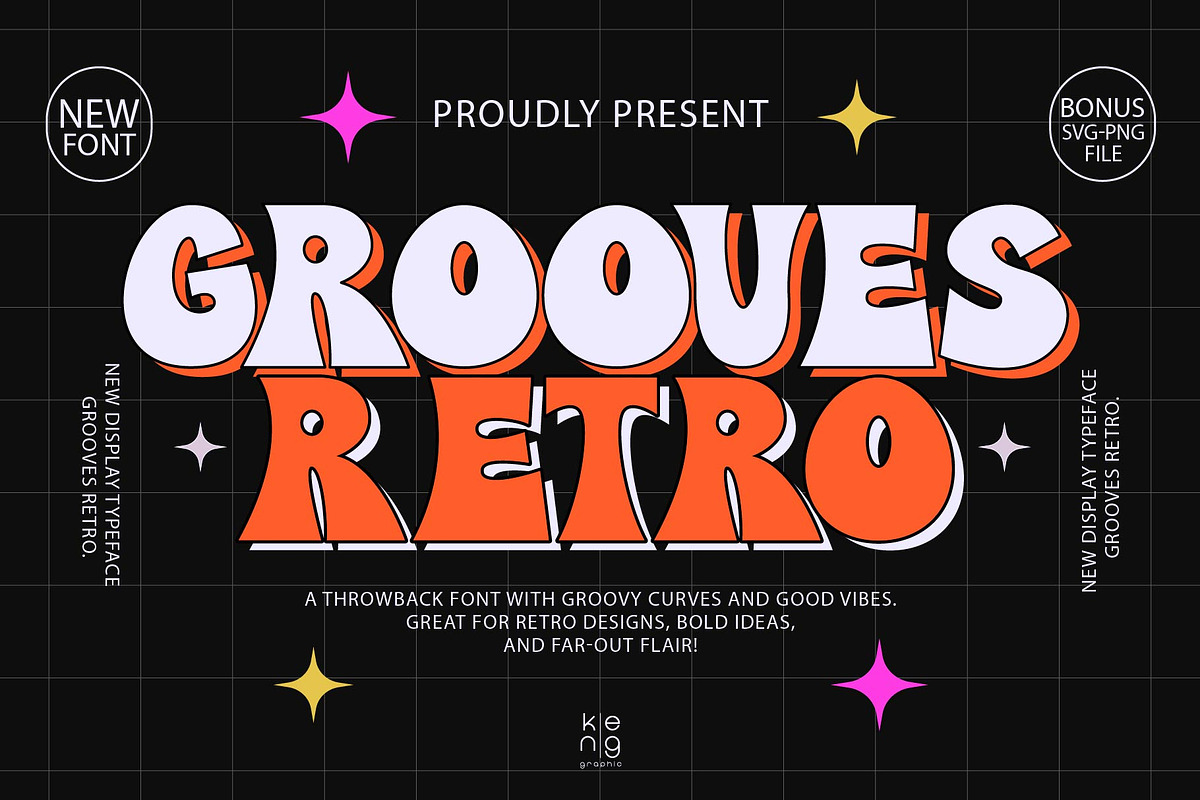 GROOVES RETRO FONT, a Handwritten Font by KengGraphic (Photo 1 of 9)