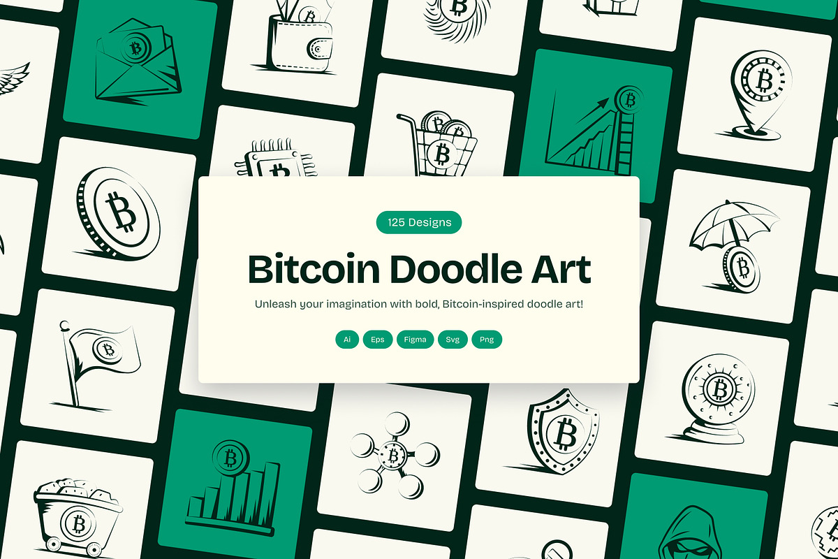 Bitcoin Trading Doodle Art Set, an Outline Icon by Vectors Market (Photo 1 of 10)