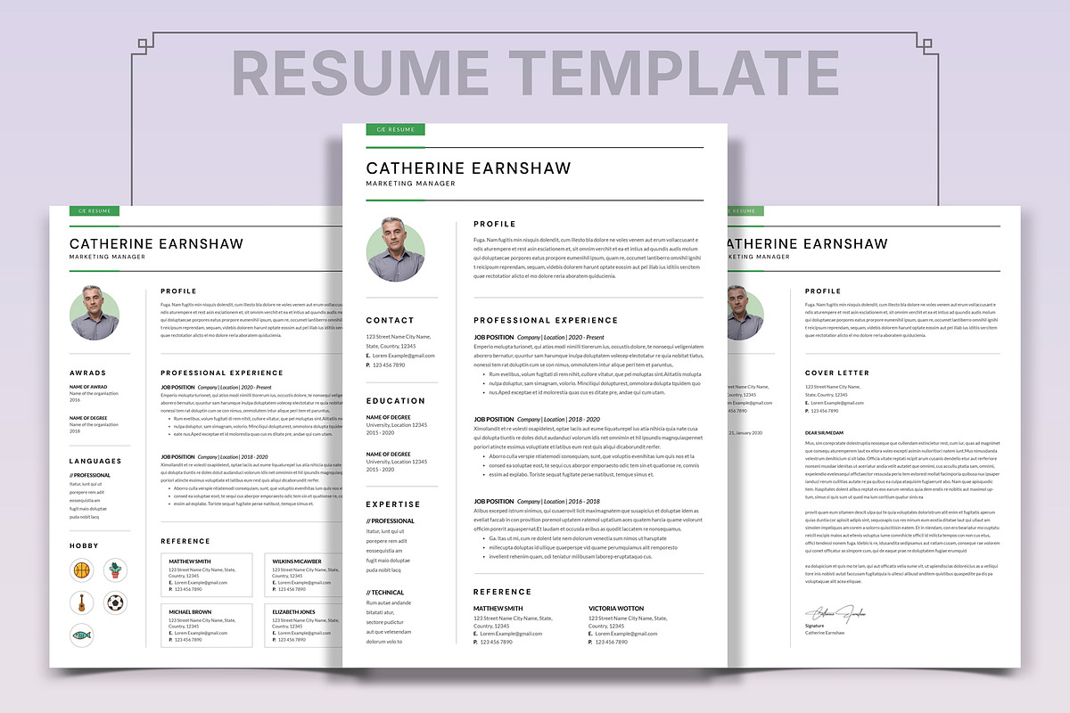 3 Page Resume Template / CV Template, a Resume Template by PixelStudio (Photo 8 of 8)